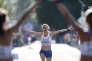 Keira D'Amato in action during the women's Marathon on day four of the World Athletics Championships 2022 in Eugene, Oregon. (Photo by Steph Chambers/Getty Images)